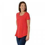 NWT Isaac Mizrahi Live! Scoop Neck Curved Ruffle Hem Knit Top. A378050-Reg M