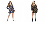 Xhilaration Women's Floral Print Long Sleeve Button Front Mini Dress
