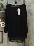 Nina Leonard Women's High Low Tunic Top Black Medium