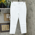 Denim & Co. Women's Studio Distressed Classic Denim Ankle Jeans White 12