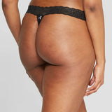 Auden Women's Cotton Thong with Lace Waistband