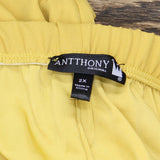 Antthony Plus Size Lined Chiffon Straight Leg Pants Golden Kiwi 2X