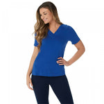 Denim & Co. Women's Plus Essentials Crossover V-Neck Short Sleeve Top