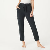 AnyBody Women's French Terry Pants With Paperbag Waist Black XXS