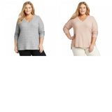 Ava & Viv Women's Plus Size Long Sleeve V-Neck Rib-Knit Top