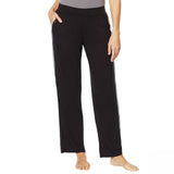 Soft & Cozy Women's Relaxed Jersey Knit Pants With Chiffon Trim Black XL