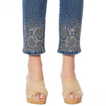 DG2 by Diane Gilman Women's Petite Snake Embellished Skinny Ankle Jeans