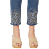 DG2 by Diane Gilman Women's Petite Snake Embellished Skinny Ankle Jeans