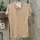 Isaac Mizrahi Live! Women's Polka Dot Button Front Knit Peplum Top