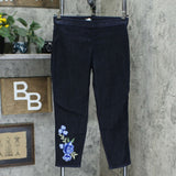 Susan Graver Petite High-Stretch Slim Leg Jeans With Applique