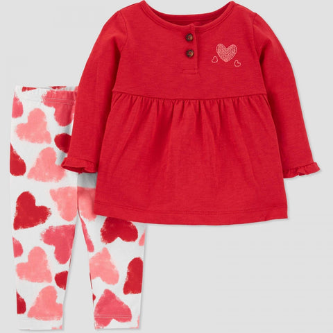 Just One You Made By Carter's Baby Girls' Hearts Top & Bottom Set