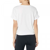 Danskin Women's Short Sleeve French Terry Tie Front Shirt