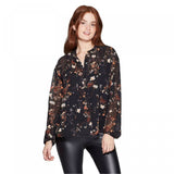 A New Day Women's Floral Print Sheer Long Sleeve V-Neck Popover Blouse