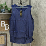 DG2 by Diane Gilman Women's Plus Size SoftCell Chambray Easy Tank Blouse