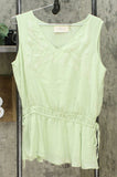 LaBellum by Hillary Scott Women's Chiffon Side Tie Tank Blouse Green Large