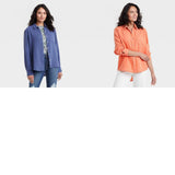 Universal Thread Women's Long Sleeve Relaxed Fit Gauze Button-Down Shirt