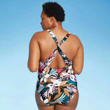 Kona Sol Twist-Back Medium-Coverage One Piece Swimsuit Tropical Medium