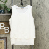 DG2 by Diane Gilman Women's Plus Size Mixed Media Easy Tank Ivory 1X