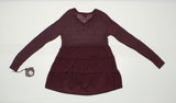 Knox Rose Women's Pointelle Ruffle Hem Pullover Sweater