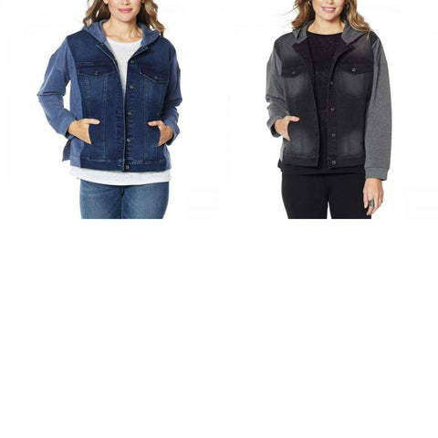 DG2 by Diane Gilman Women's Denim Look Classic Stretch French Terry Jacket