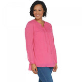 Denim & Co. Women's Clip Dot Long-Sleeve Blouse with Knit Tank Top