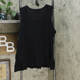 DG2 by Diane Gilman By Gilman Women's Asymmetric Ruffle Tank Top Black Plus 1X