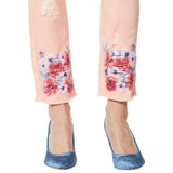 DG2 by Diane Gilman Petite Plus Floral Fray-Hem Ankle Jeans Blush 18WP