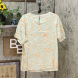 Ava & Viv Women's Plus Size Printed Short Sleeve Poplin Blouse