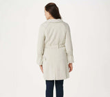 H by Halston Women's Cascade Zip-Front Twill Knee-Length Coat. A351191