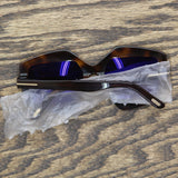 Tom Ford Women's Geometric Sunglasses Blonde Havana Brown / Blu grad 55/19/140