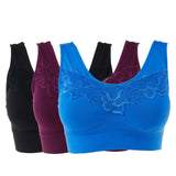 Rhonda Shear 3 Pack Seamless Bras With Lace And Back Closure Multi XL