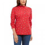 Karen Scott Women's Skiing Penguins Printed Mock Neck Top
