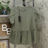 DG2 by Diane Gilman Women's Petal Sleeve Peplum Shirt