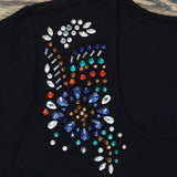 Dennis Basso Women's Caviar Crepe Embellished Peplum Knit Top