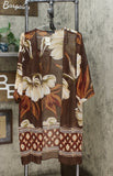 Slinky Brand Women's 3/4 Sleeve Border Print Chiffon Duster