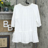 Who What Wear Women's Crochet Trim Side Tie Blouse White Feather Large