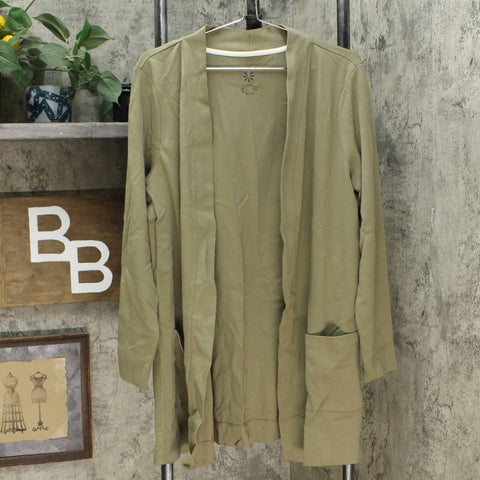 Isaac Mizrahi Live! Essentials Women's Open Front Cardigan Cactus Large