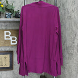 Comfort Code by Cuddl Duds Stretch Jersey Knit Open Front Cardigan Berry L