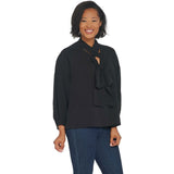 Laurie Felt Women's Criss Cross Scarf Long Sleeve Blouse