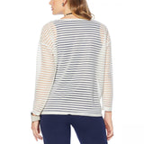 MarlaWynne WynneLayers Women's Sheer Stripe Bateau Neck Pullover Top