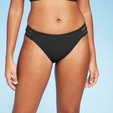 Shade & Shore Women's Ribbed Strappy Side Cheeky Bikini Bottom