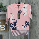 DG2 by Diane Gilman Women's Daisy Floral Short Sleeve Sweater