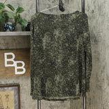 Attitudes by Renee Women's Chevron Long Sleeve Shiny Accent Shirt Knit Swing Top