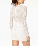Material Girl Women's Dramatic Illusion Lace Romper