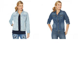 DG2 by Diane Gilman Women's Pinstripe Stretch Denim Jacket
