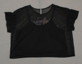 Xhilaration Women's Short Sleeve Embroidered Mesh Top Shirt