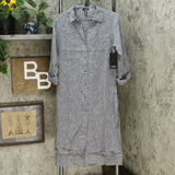 Jones New York Women's Linen Blend Roll Tab 3/4 Sleeve Button Up Tunic