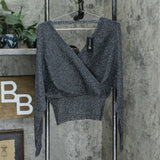 INC International Concepts Women's Surplice Metallic Sweater