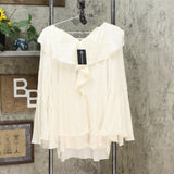 Curations Women's Plus Size V-Neck Long Bell Sleeve Blouse