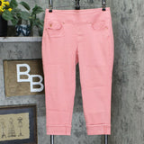 Belle by Kim Gravel Women's Flexibelle Pull-On Cuffed Jeans Sunrise Pink 12